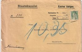 Nachnahme-Bahnpost Aarau 1923
