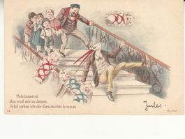 Humorkarte Storch bringt Kinder ca. 1920