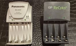 2 Akku-Ladegeräte Panasonic BQ-829 & GP ReCyko+ – NiMH AA/AA