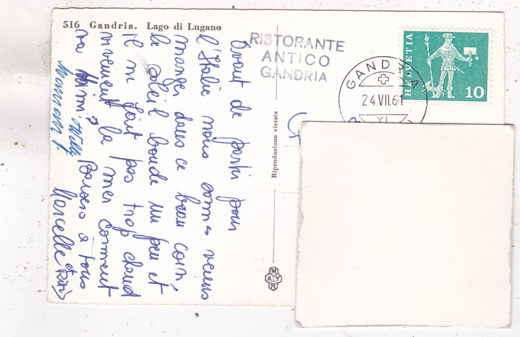 Cartoline postali: Gandria 1961 – Usato da Herisau venduto da Lisegrat2008 1