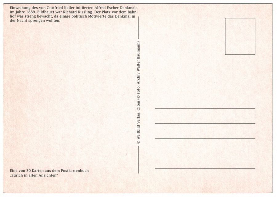 Cartoline postali: Zürich: Einweihung Alfred-Escher 1889 – Usato da Frauenfeld venduto da POML 1