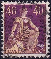 1908, Helvetia mit Schwert Nr. 107, Vollstempel, fehlerfrei.