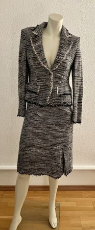 👗 ESCADA Damenkostüm – Gr. 34 Schwarz-Weiß-Beige, Bouclé 👗