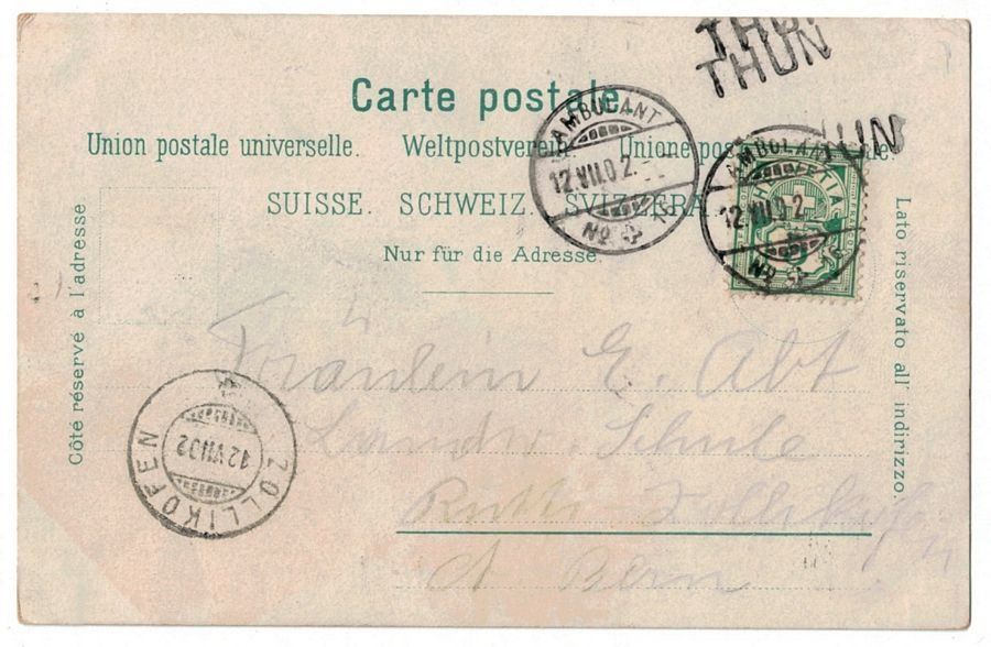 Cartoline postali: Bern, Lorraine Kirche, gelaufen 1902 – Usato da Frauenfeld venduto da POML 1
