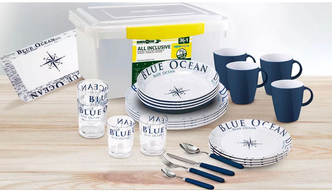 Set di piatti: + Brunner Blue Ocean Geschirr-Set 38 teilig – Nuovo e nell'imballaggio originale da Amriswil venduto da JaJa-Express