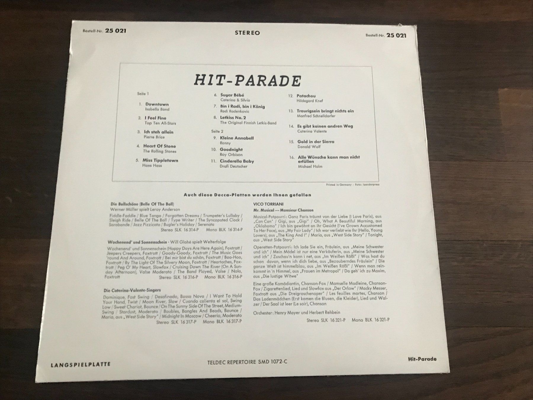 Dischi in vinile: Hit-Parade - ROLLING STONES, I. BOND, R. ORBISON - Ex Libris – Usato da Buchs AG venduto da Archie 1