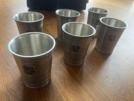 6 Zinnbecher mit Zürcher Stadtwappen