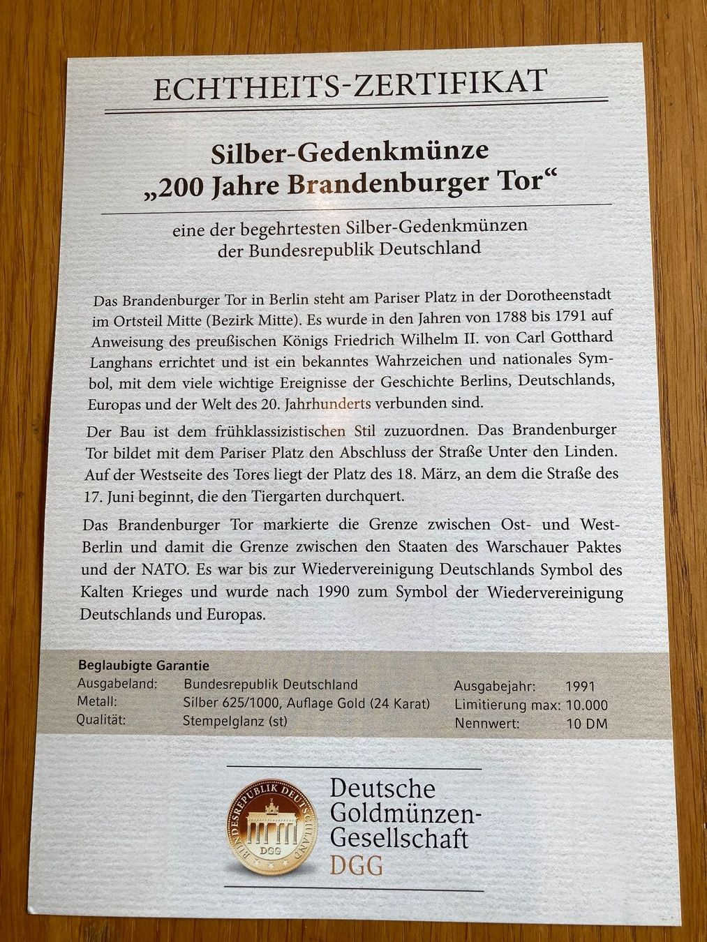 Tutti le monete: Gedenkprägung: Fall der Berliner Mauer - Deutsche Einheit – Usato da Edlibach venduto da RUW19 2