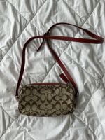 Coach Baguette Bag, monogram canvas, red leather trim 58