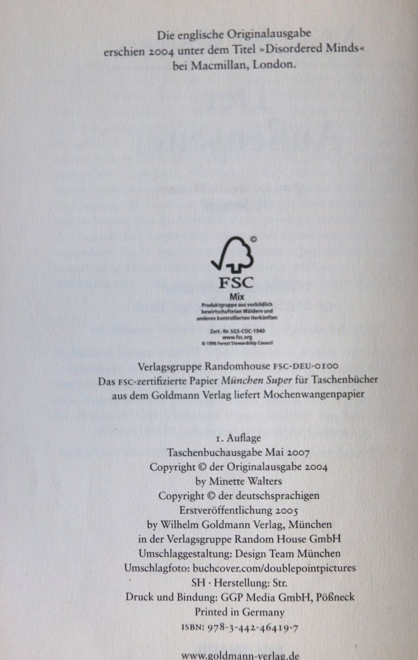 Libri: Der Aussenseiter von Minette Walters – Usato da Glattfelden venduto da Vrenely 7