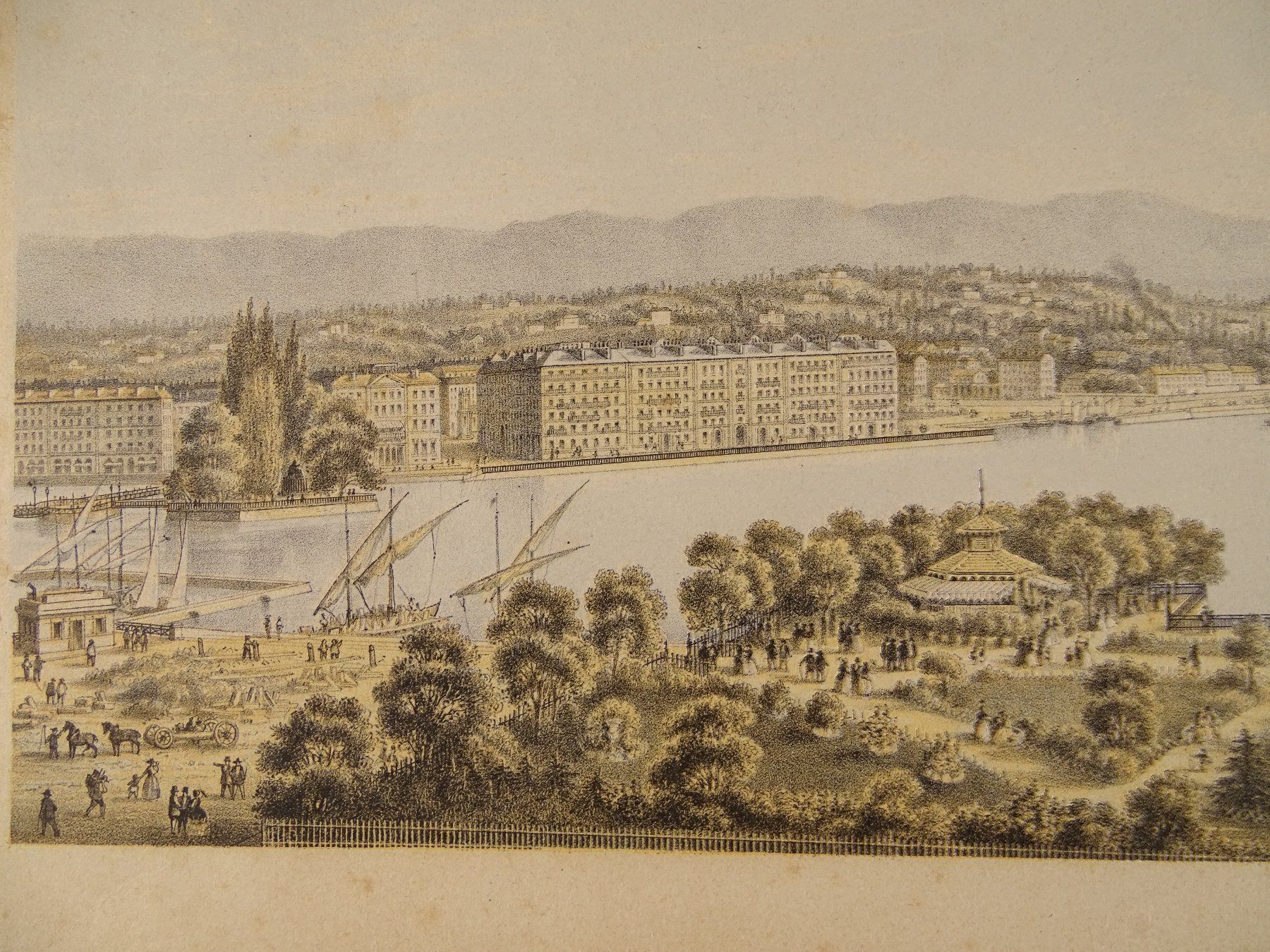 Incisioni: GENF, GENÈVE, LITHOGRAPHIE UM 1850 – Usato da Grüningen venduto da Kartensammler 4