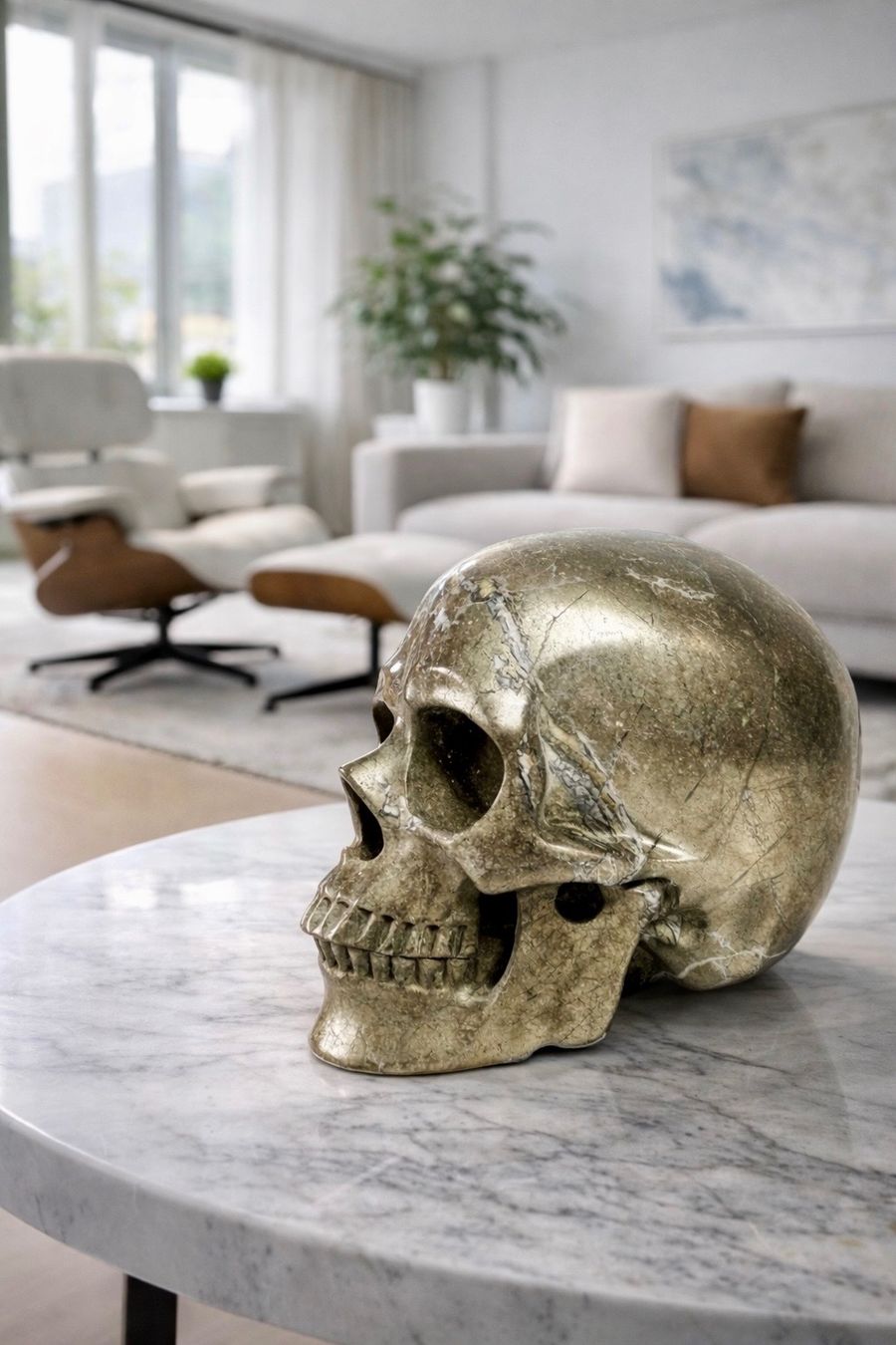 Sculture & Statue: Totenkopf lebensgross: 20cm, 9kg Pyrit – Nuovo e nell'imballaggio originale da Zürich venduto da unique2010