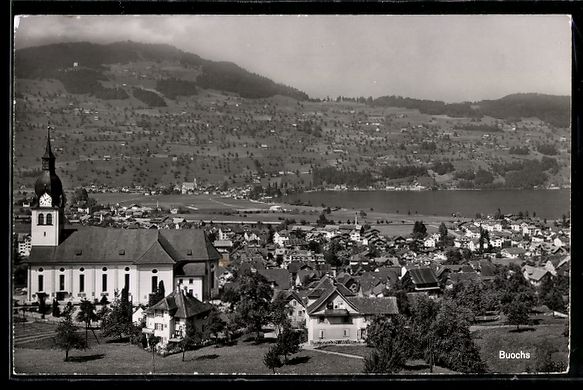 Cartes postales: AK Buochs, Kirche und Dorf am See – D'occasion à Berlin par bartko-reher
