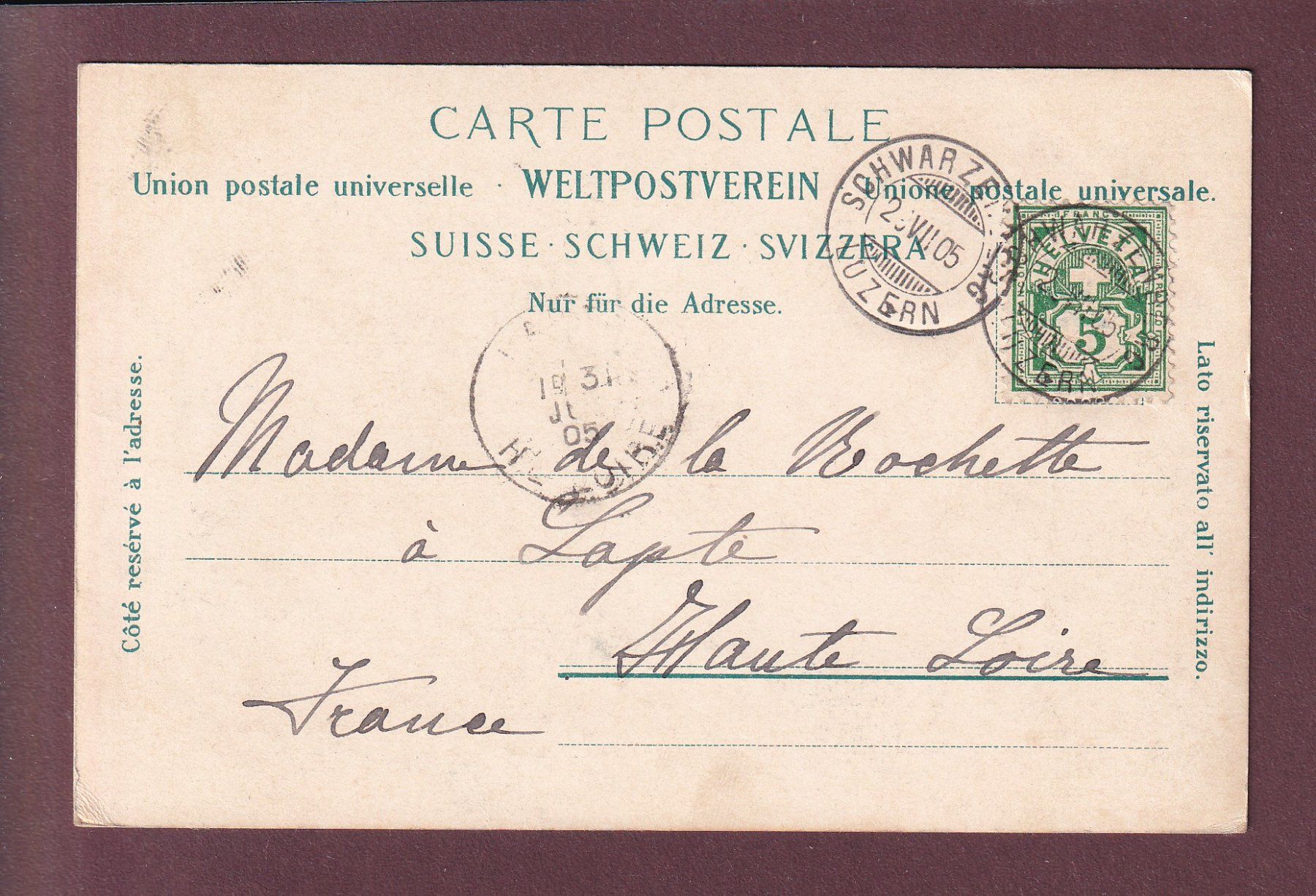 Cartoline postali: WEISSE LÜTSCHINE - Jungfrau - 1905 – Usato da Pully venduto da nicecards 1