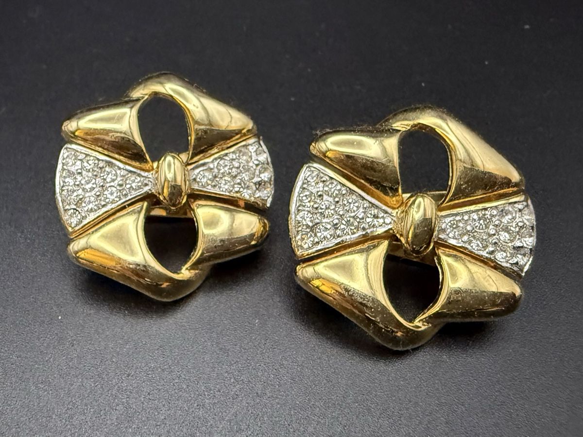 Ohrringe & -stecker: Vintage-Ohrringe Cabouchon Paris - Goldfarben – Gebraucht aus Lamone von LaCantinaMagica