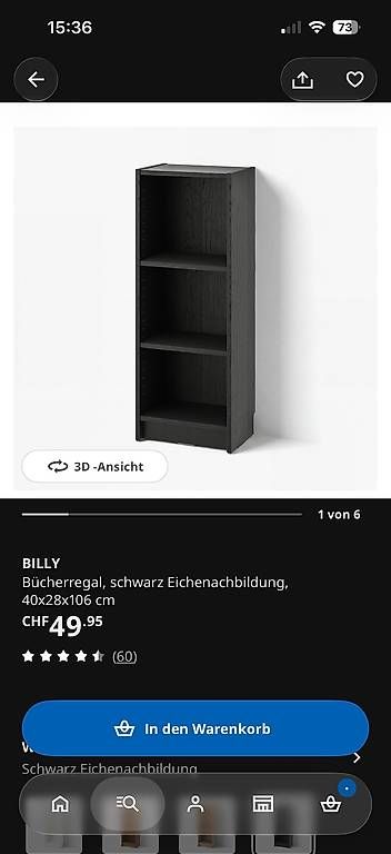Scaffali: IKEA Billy Regal schwarz mit Aufsatz – Usato da Balterswil venduto da Saraziema 1