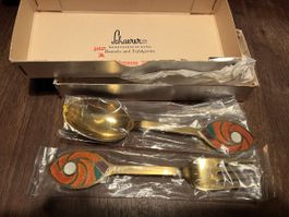 A. Michelsen Sterling Denmark Gabel Löffel vergoldet + Box
