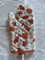Fall Oven Mitt - Pumpkin & Maple Leaf Print, Quilted