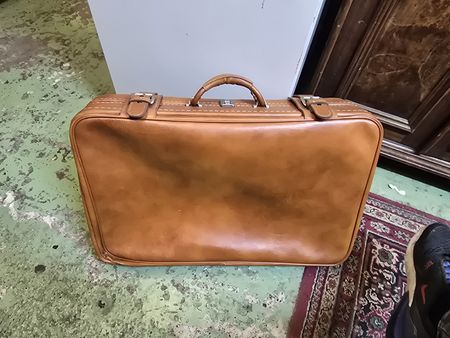 Vintage Echtleder Reisekoffer braun (D)
