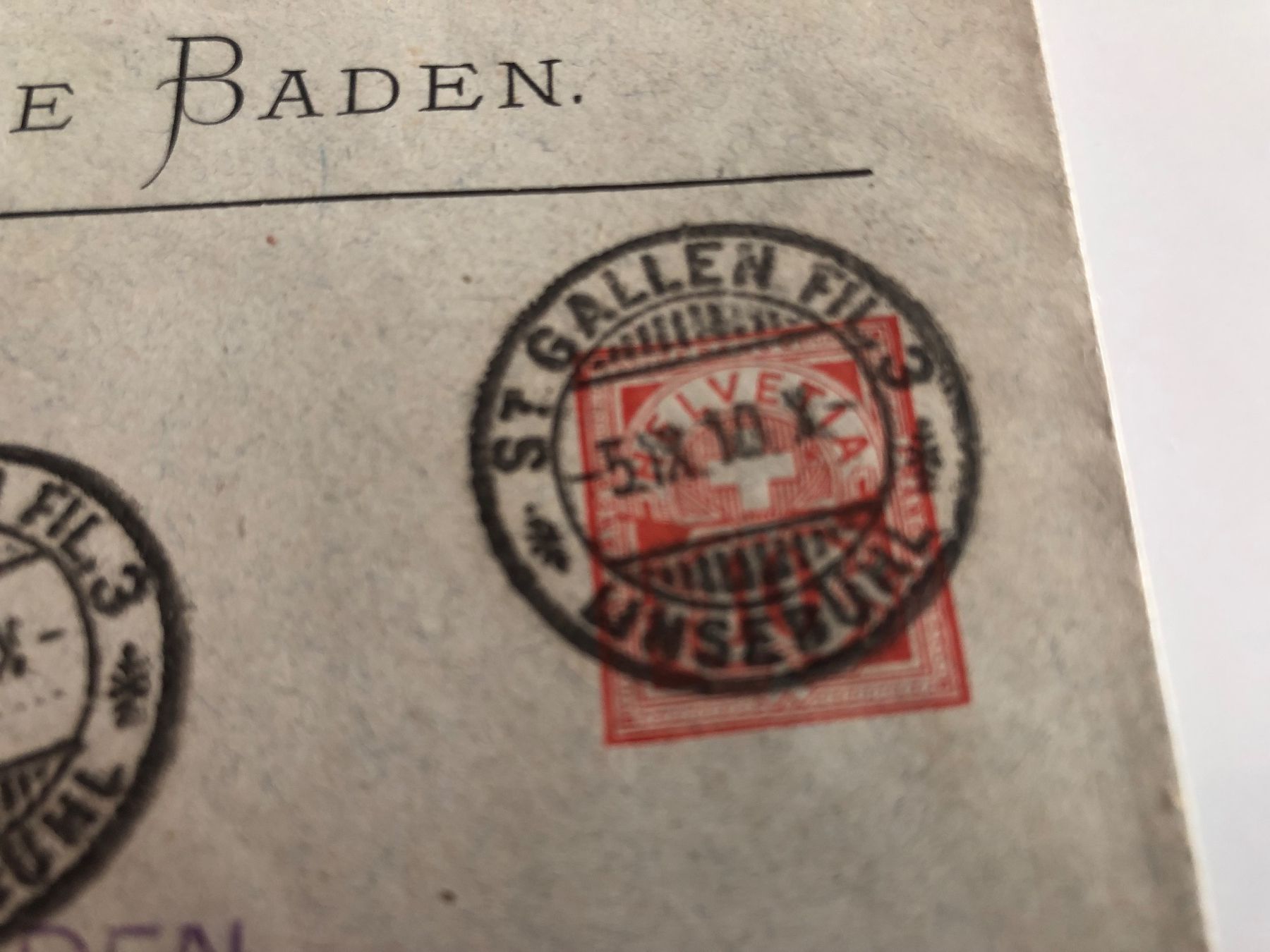 Alle Briefmarken: Firmencouvert mit ZIFFER-EINDRUCK BADEN AG 1910 – Gebraucht aus Lufingen von Rac0