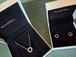 Schönes Pandora Set Kette + Ohrringe mit Zirkonia
