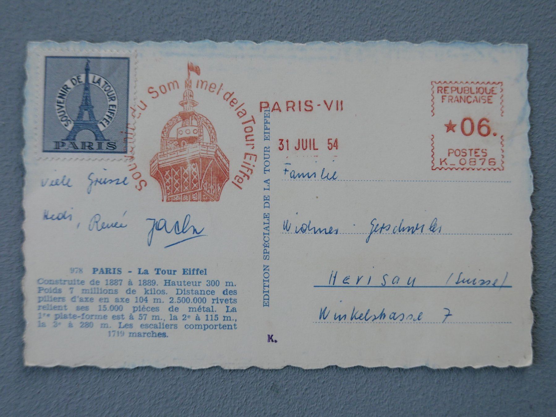 Cartoline postali: 2 ANTIKE ANSICHTSKARTEN PARIS EIFELTURM NOTRE-DAME – Usato da Balgach venduto da Zwischenraum 4