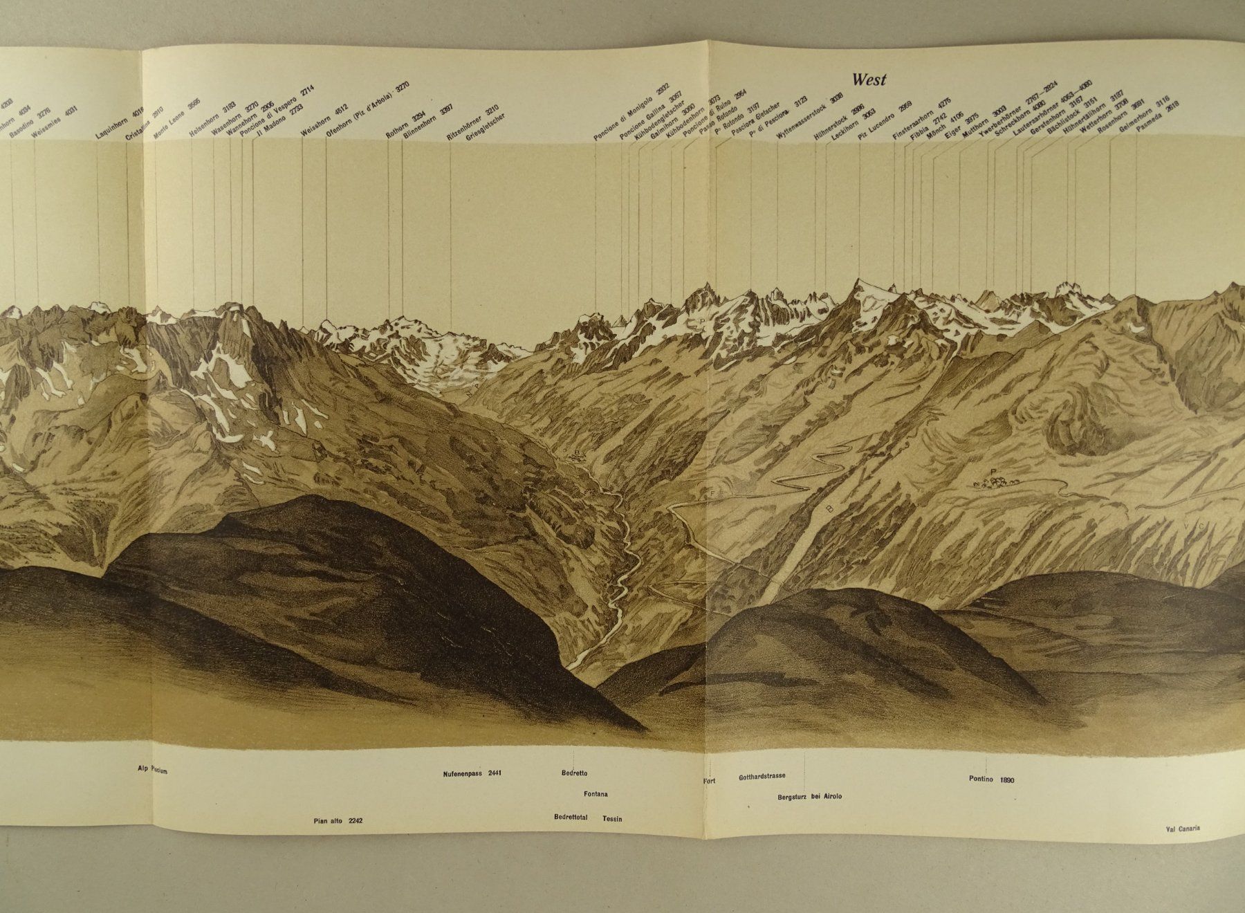 Incisioni: PANORAMA VOM CAMOGHE, LITHOGRAPHIE 1905 – Usato da Grüningen venduto da Kartensammler 2