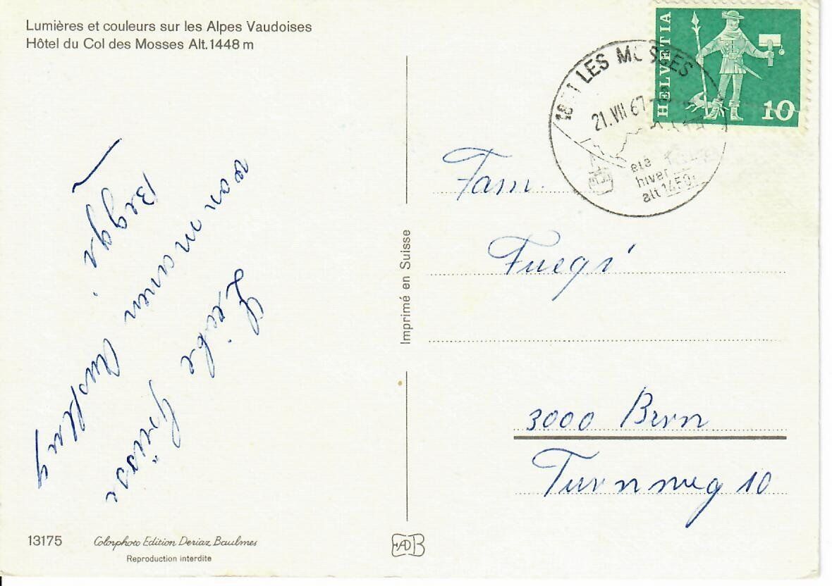 Ansichtskarten: Hôtel du Col des Mosses – Gebraucht aus Hochdorf von Ziegel-16 1