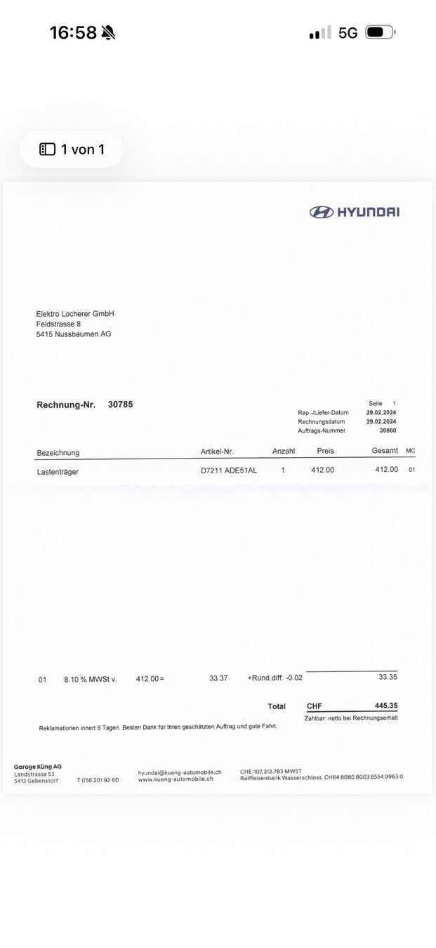 Portapacchi: Hyunday Tucson N Dachträger Orginal – Usato da Wettingen venduto da mis_p5jn
