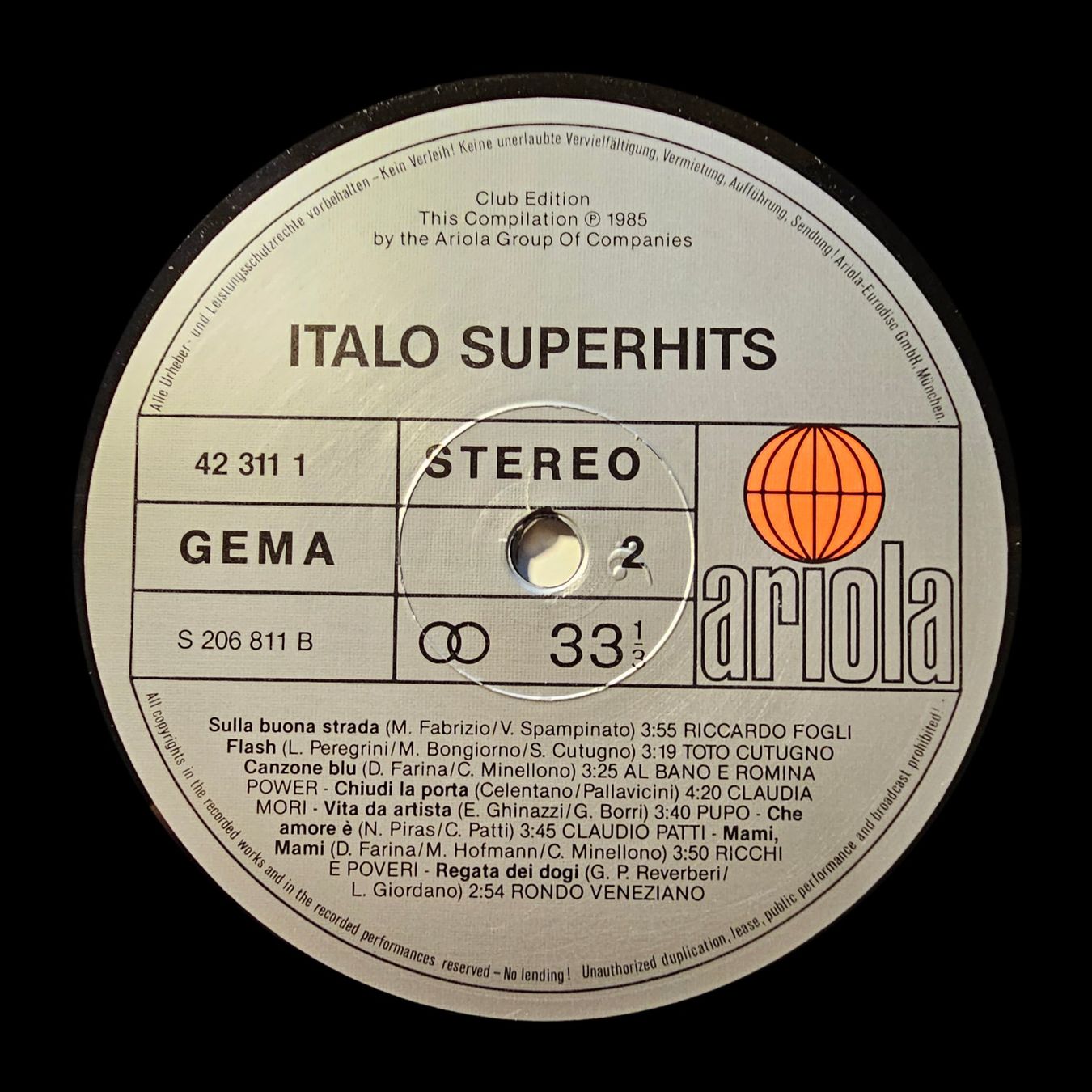 Schallplatten: Various – Italo Super Hits – Gebraucht aus Wahlen b. Laufen von Cg10 3