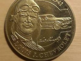 vergoldete Medaille 40 mm PP,  Louis J. Chevrolet