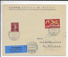 1. Postflug Zürich-St.Gallen 1928, F3, Kat.220.-
