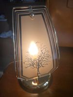 Vintage Rauchglas-Tischlampe Baummotiv 70er/80er
