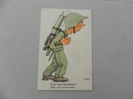 CH Humor Motiv Karte Miltär Rueblikarte Bären Katzen ca.1940