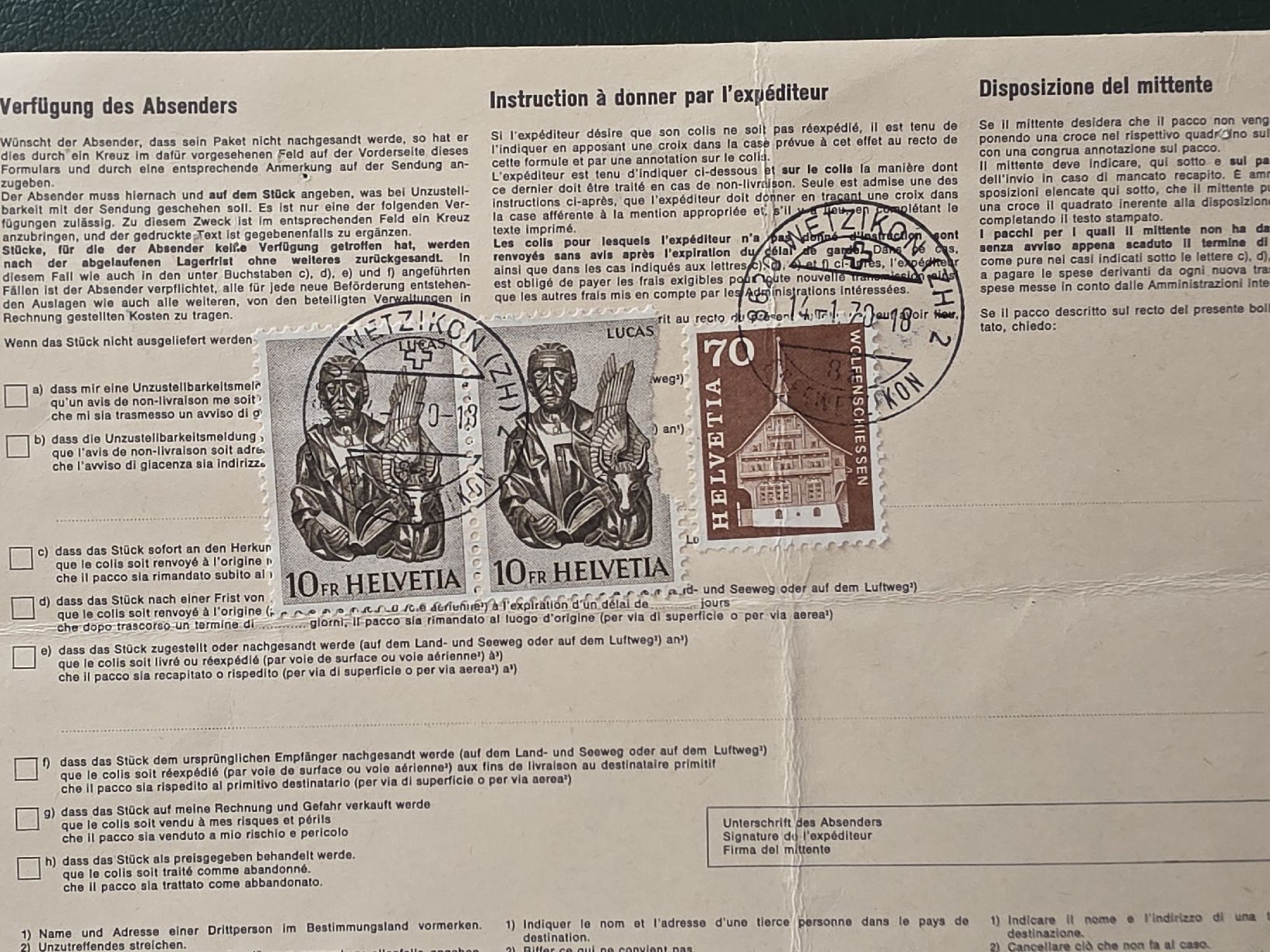 Tutti i francobolli: Evangelisten, Begeleitadresse – Usato da Bern venduto da Kocholo 3