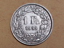 Schweiz 1 Franken 1955 B Silber