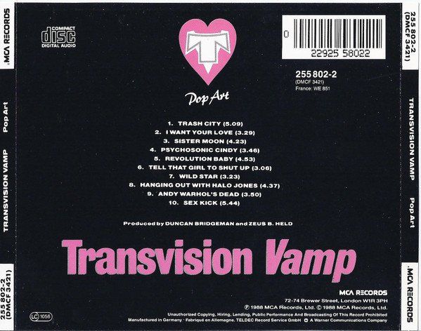 CD: CD Transvision Vamp - Pop art (1988) – Usato da Möriken AG venduto da mineralia 1