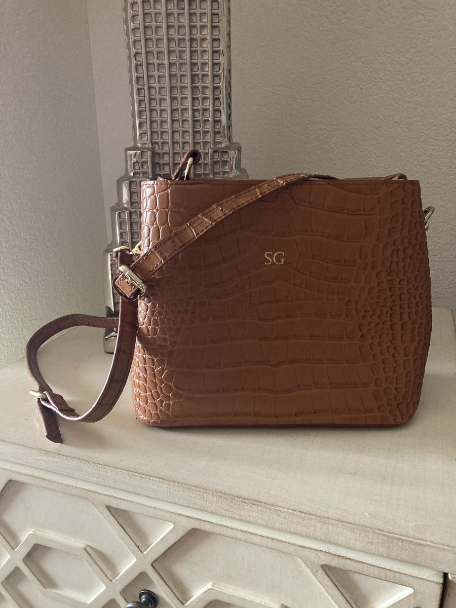 Borse da donna: Handtasche Kroko braun mit Schultergurt  – Usato da Zürich venduto da Timbera 1