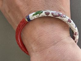 Armreif CHINA Cloisonne Emaille Cinnabar Zinnober LACK RAR