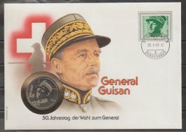 1989, Numisbrief "General Guisan" inkl. gültige 5Fr. Münze.