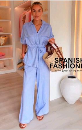 ZARA Hose und Oberteil Set blau Grösse S/M 