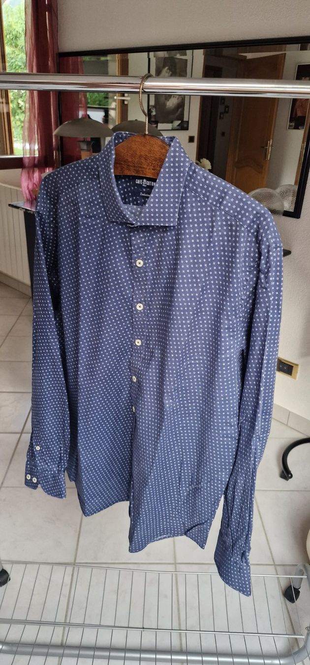 Camicie: Cafe Cotton Shirt blue pattern size L used – Usato da Vernier venduto da dyl_8v8k 3