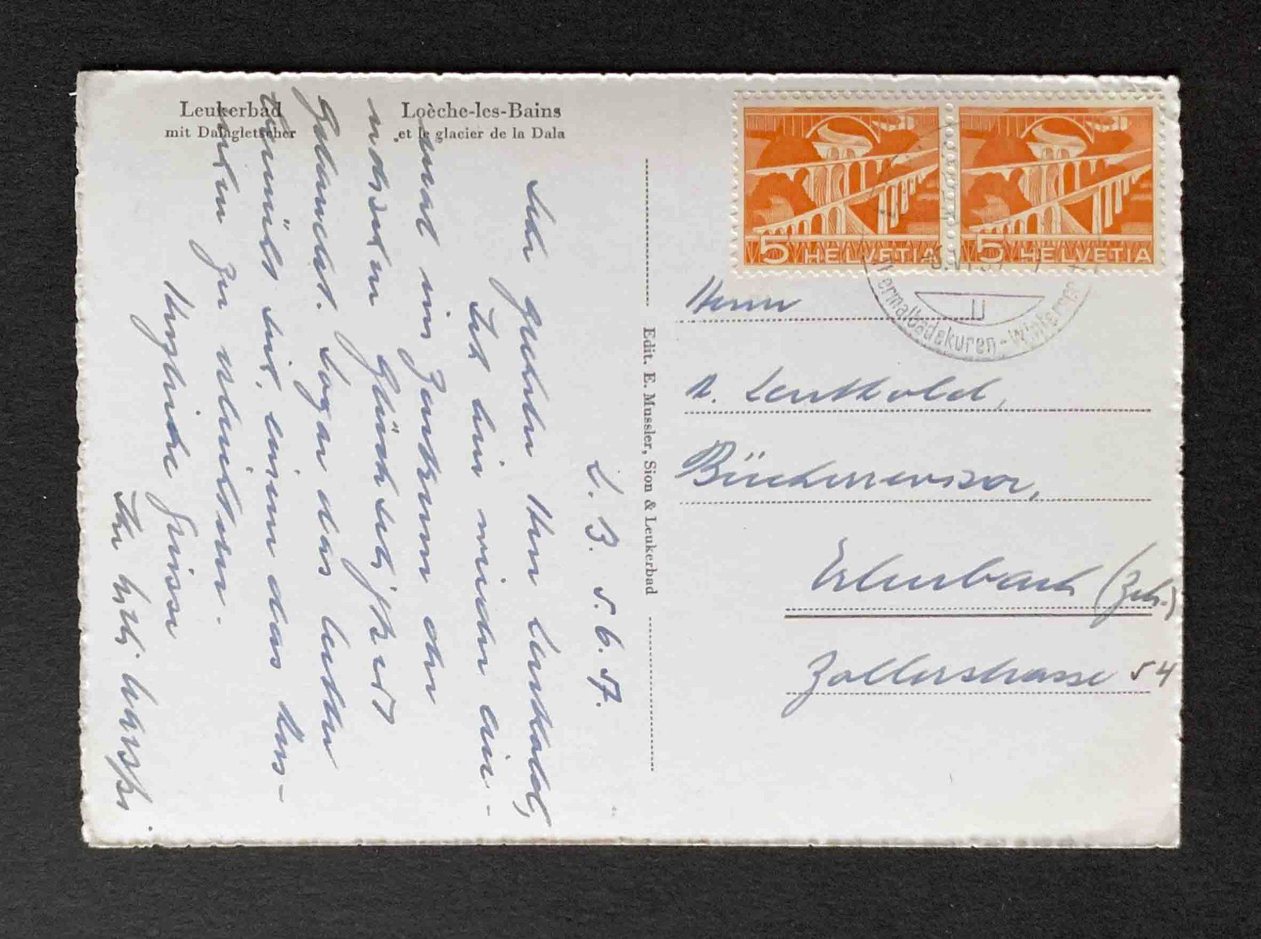 Cartes postales: AK Leukerbad mit Dalagletscher – D'occasion à Goldau par artelier1 1
