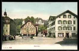 AK Sarnen, Ortspartie mit Hotel Adler