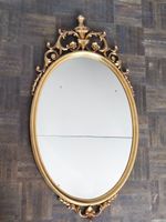 Alter Ovaler Spiegel Gold Verzierung Barock Stil 1m