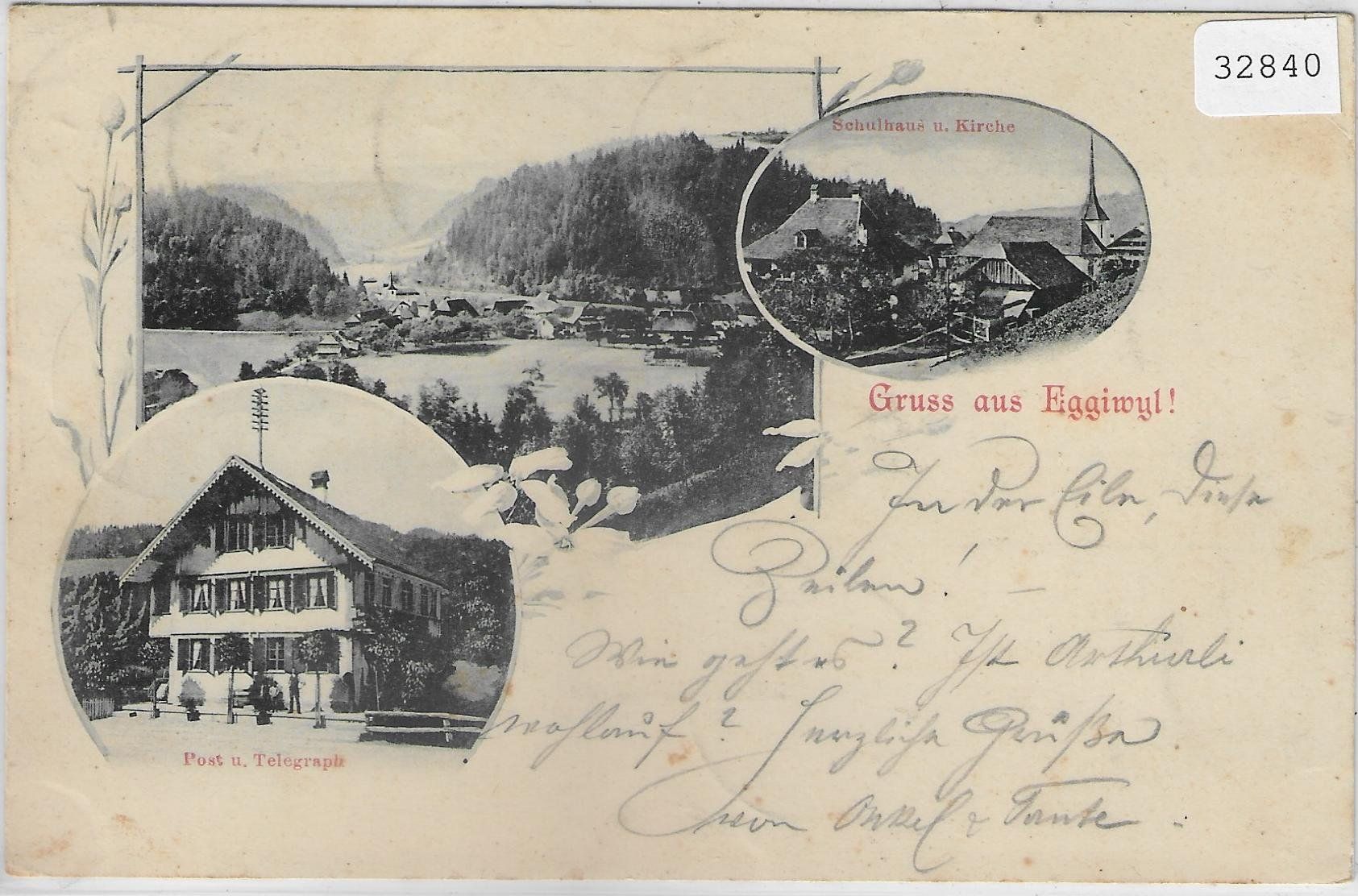 Cartoline postali: Gruss aus Eggiwyl Eggiwil - Post & Telegraph, Schulhaus – Usato da Ettingen venduto da Kartenplanet