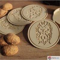 Dwarf Coasters Set with Holder Beige 3D Printed