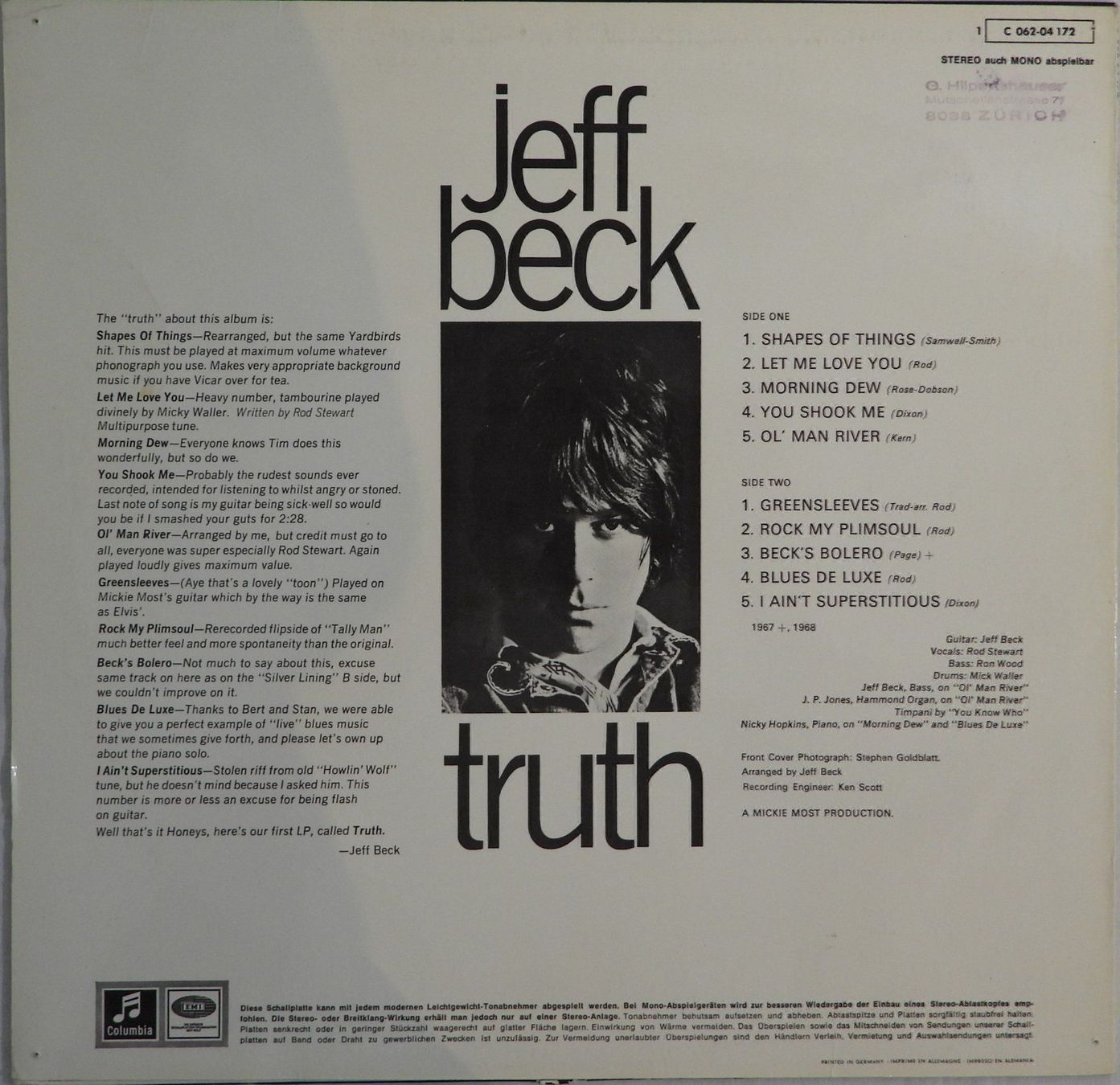 Dischi in vinile: JEFF BECK  TRUTH  LP 1969 – Usato da Dübendorf venduto da mar_85sd 1