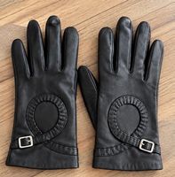 Damen Lederhandschuhe schwarz mit Schnalle gebraucht