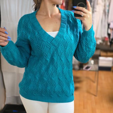 Vintage Wollpullover in Petrolblau  – warm & zeitlos